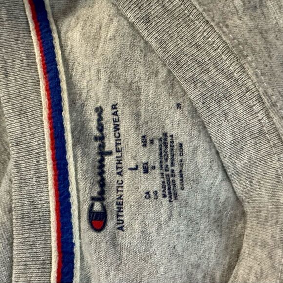 Champion Women's Size L Gray L/S Pullover Cotton Spell -Out Crop Top - Picture 2 of 7